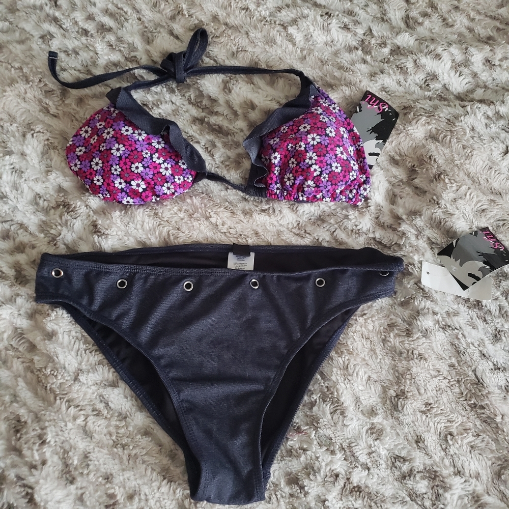 Shi, Fuchsia and blue 2 piece bikini set
